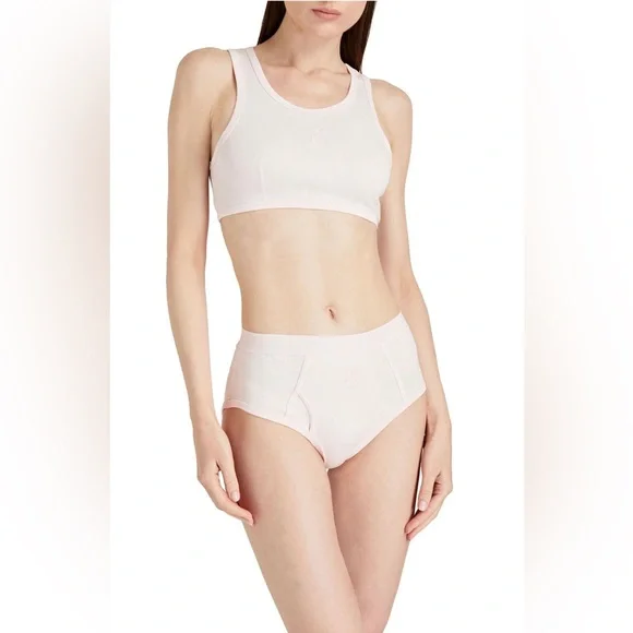 GANNI Embroidered Organic Cotton Jersey 2 High Rise Briefs - Women’s Sizes M & L
